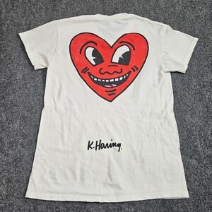 Keith Haring T Shirt Mens Small White Red Heart‎ Graphic Ripple Junction Pop Art